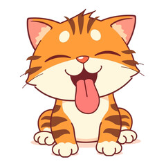 Cute Smiling Orange Tabby Cat Vector