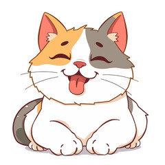 Happy Cartoon Calico Cat Illustration