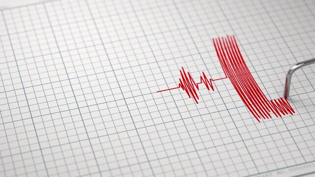 Polygraph lie detector is drawing lies on diagram. .