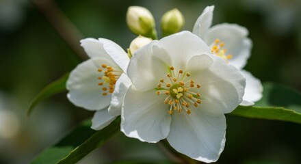 Fototapeta premium Close-Up of White Jasmine Blossoms
