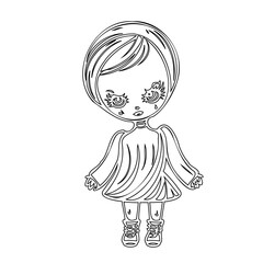 Stylized line drawing of a tearful character with pronounced emotions