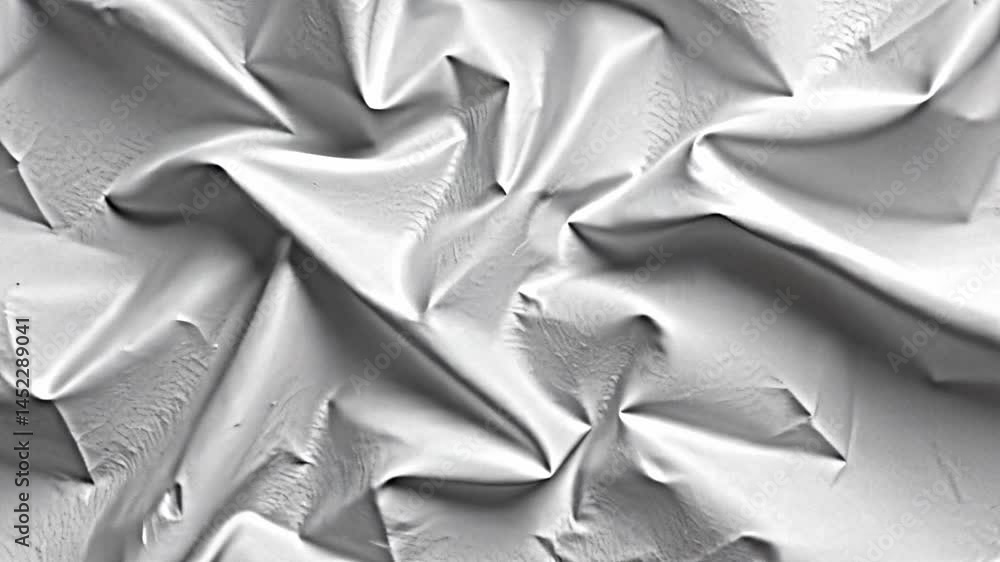 Poster crumpled textured fabric intricate folds creases fabric appears light color predominantly white ligh