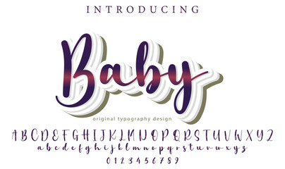 Baby Font Stylish brush painted an uppercase vector letters, alphabet, typeface