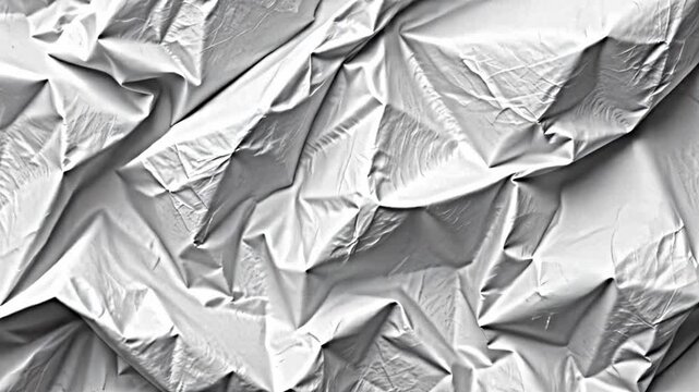 crumpled textured surface shades white gray creating intricate pattern folds creases surface appears made soft flexible material possibly fabric paper three-dimensional geometric design that.