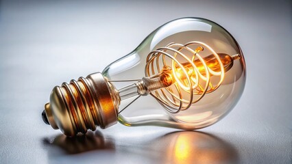 Fototapeta premium Edison Style Spiral Filament Light Bulb, Vintage Retro Lighting, Energy Efficient, Close-up Product Shot