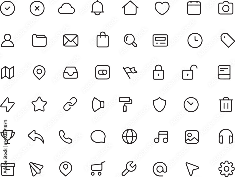 Aufkleber modern ui icon set collection. clean minimal symbols for app application and software interface desi