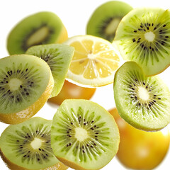 Fototapeta premium Kiwi and lemon slices fresh fruit