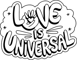 Obraz premium Love Is Universal Hand Heart Graphic