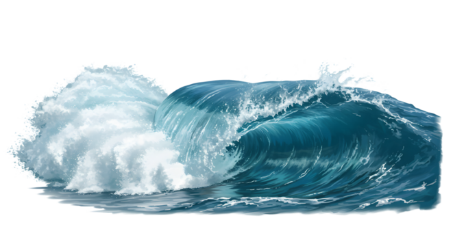 Ocean Wave with Foam and Spray Illustration