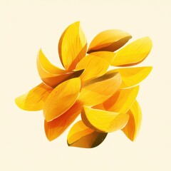 Obraz premium Abstract Yellow Petal Arrangement on Cream Background - Modern Art Inspired Design, Floral Illustration, Warm Tones, Digital Painting
