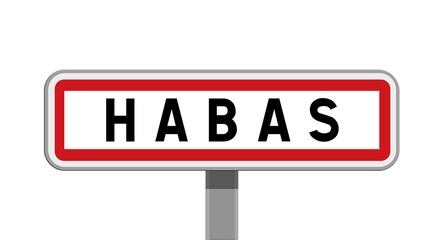 Panneau sur poteau de Habas, Landes, Nouvelle-Aquitaine