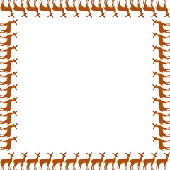 Deer frame. Christmas decor template for your text. Hand drawn vector wildlife illustration