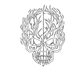 Stylized Skull with Flame-like Outlines, Illustrating Edgy and Abstract Concept