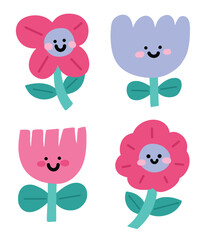 Cute flower character illustration Clip art for design project cards