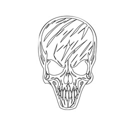 Stylized Skull Illustration: Linear Art Depicting Mortality and Design Concept