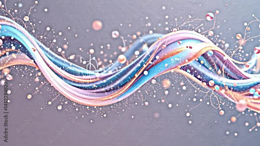 Poster dynamic visually captivating design featuring flowing multicolored wave that seamlessly blends shade