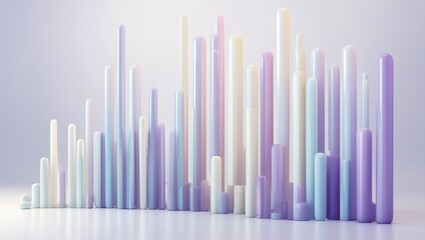 Obraz premium Minimal white bar chart with fluctuating heights on clean neutral background display