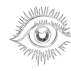 Abstract symbolic eye design with radiating lines, a visual expression