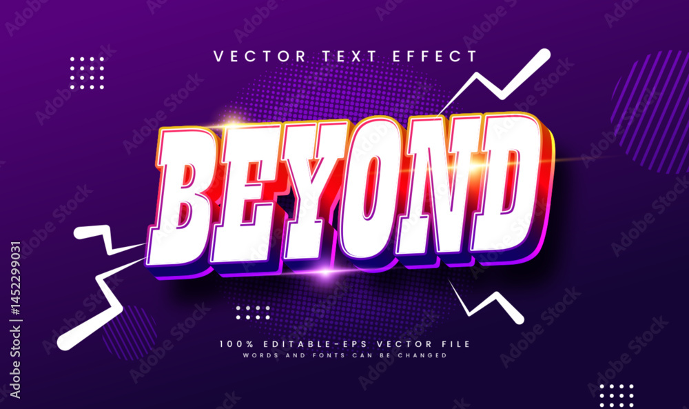 Poster editable vector text effect. beyond word design with vibrant color gradients.