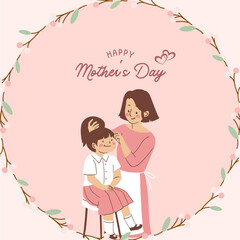 Happy Mothers Day background with flowers. Vector illustration