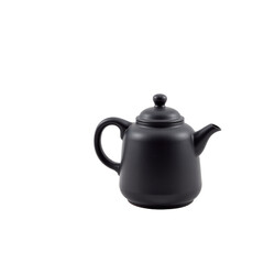 A sleek black ceramic teapot with a smooth matte finish and a classic design.