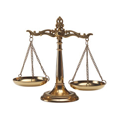 Ornate Brass Scales of Justice on Transparent Background