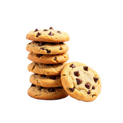 A stack of delicious chocolate chip cookies with a transparent background.