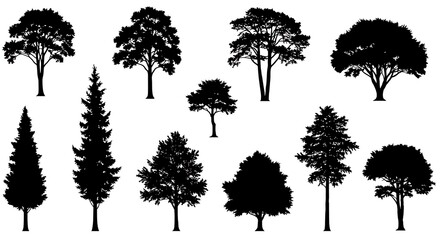 Silhouette Tree Collection: Dark Elegance in Nature AI Generated