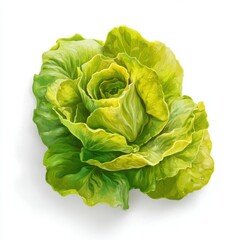 Obraz premium Fresh Butterhead Lettuce on White Background - Healthy Food, Vegetable, Salad Ingredient, Vegan, Vegetarian, Organic, Natural, Farm to Table