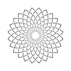 Radial Geometric Circle Pattern Mandala. Abstract Round Design Element. 