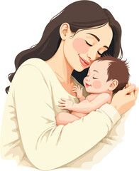Cute Family Moments for Mother's Day Vectors