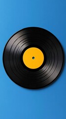 Black vinyl record background blue blue background.