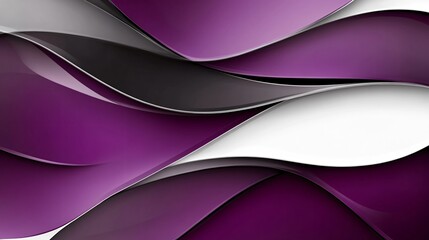 Elegant abstract waves in bold purple luminous white and deep black forming a fluid design on a clean white background made with Generative AI technology