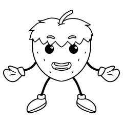 strawberry character illustration hand drawn outline vector