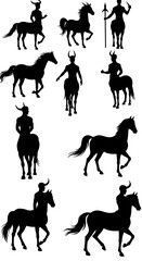 Elegant Centaur Silhouettes: Mythical Horse Rider Art AI Generated