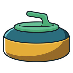 Colorful Curling Stone Icon,A vibrant, colorful curling stone icon, perfect for sports-themed designs and illustrations related to curling