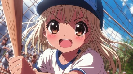 Cute anime batter