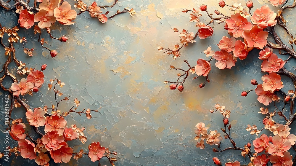 Poster elegant floral frame with intricate patterns on a pastel gradient background