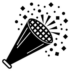 Black Outline Confetti Cannon with Square Confetti Icon