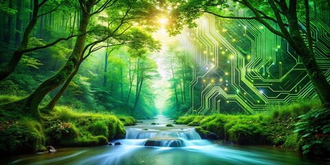 Green Tech: Eco-Friendly Digital Infrastructure Double Exposure