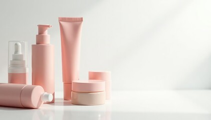 Clean, minimalist white backdrop for cosmetics , promotion, blank, packaging