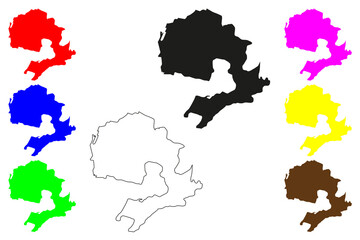 North Dum Dum city (Republic of India, State of West Bengal) map vector illustration, scribble sketch North Dum Dum map