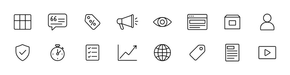 Fototapeta premium Business icons set : marketing, analytics, communication. Vector outline icons
