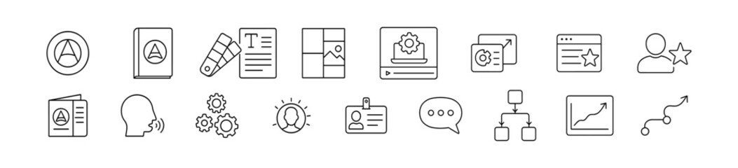Business icons set: communication, analysis, strategy. Vector outline icons