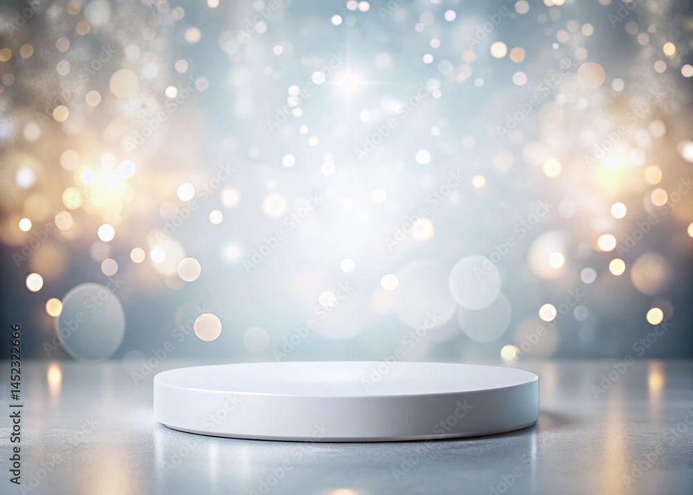 Poster illuminated archway background, white circular platform, bokeh effect - perfect for product display