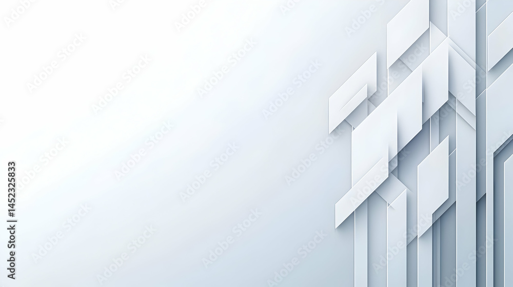 Poster abstract, light gray geometric shapes arranged in a modern design. layered, overlapping forms create