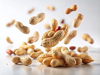 Levitating Peeled Peanuts:  A Candid, Whimsical Food Photography Stock Image