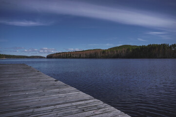 Naklejka premium Lake landscape with pier