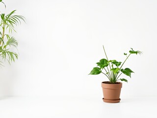 Fototapeta premium Modern White Background with Potted Plant