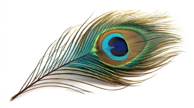 Fototapeta A peacock feather is shown in full color